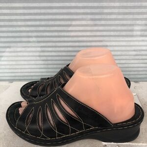 Josef Seibel Cyprus Women’s Black Leather with Wedge Heels Sandals Sz 40/9.5US